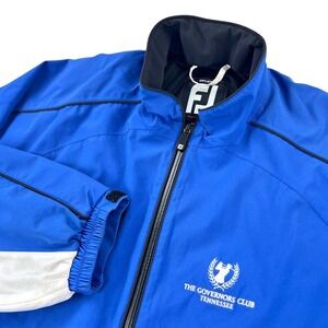 FJ FootJoy DryJoys Golf Pullover Jacket Men's‎ LARGE Blue The Governors Club TN